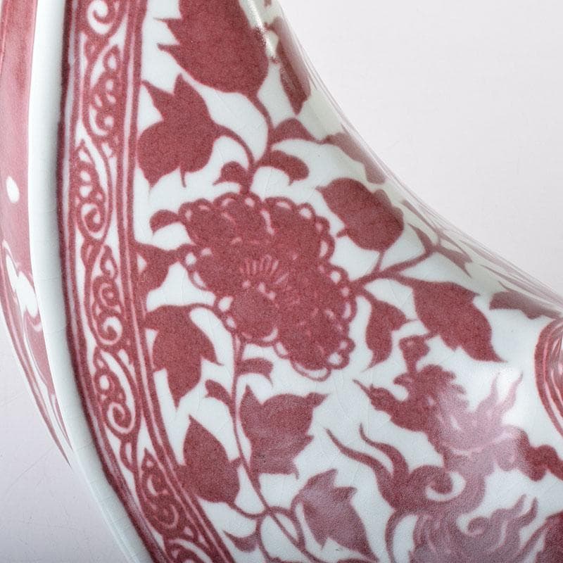 中国　釉里紅　四足水注　扁壷　M　7325C