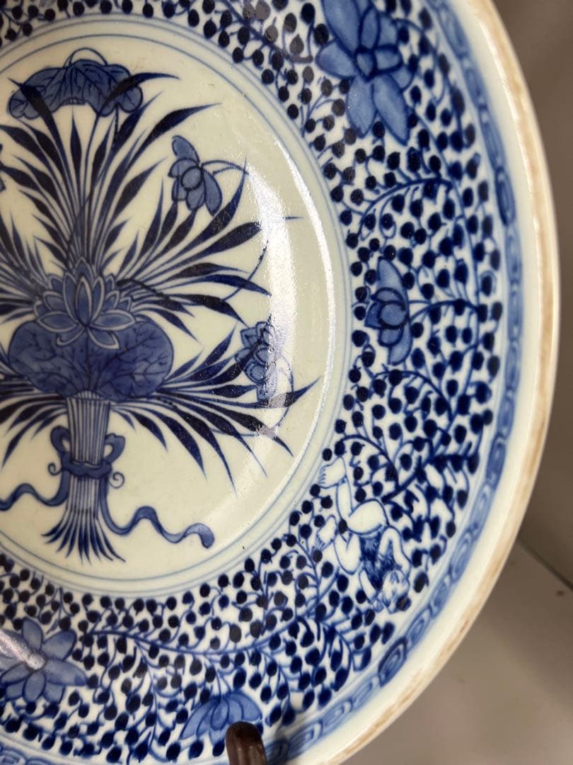 中国清時代　青花皿　直径 28.6㎝/西X-2