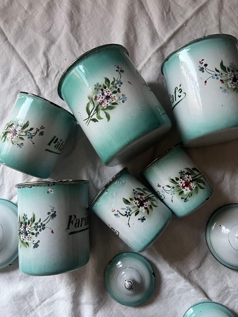 激レア♡フランスアンティーク　JAPY ホーロー　キャニスター　フルセット