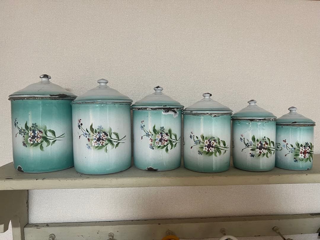 激レア♡フランスアンティーク　JAPY ホーロー　キャニスター　フルセット