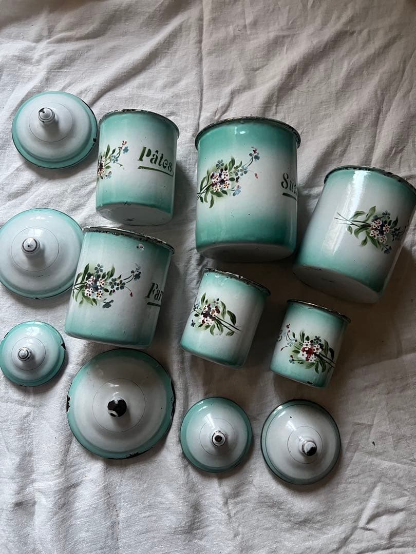 激レア♡フランスアンティーク　JAPY ホーロー　キャニスター　フルセット