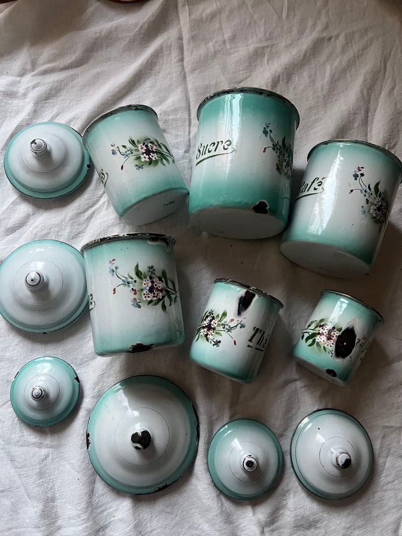 激レア♡フランスアンティーク　JAPY ホーロー　キャニスター　フルセット