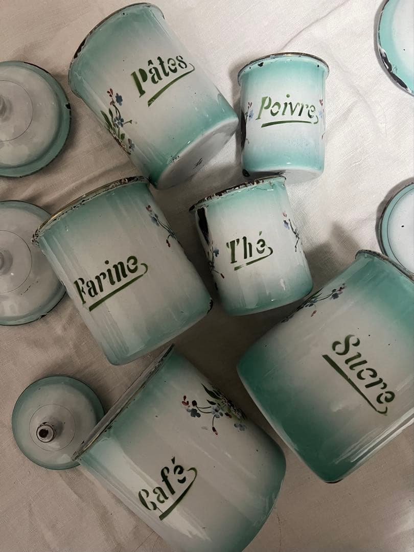 激レア♡フランスアンティーク　JAPY ホーロー　キャニスター　フルセット