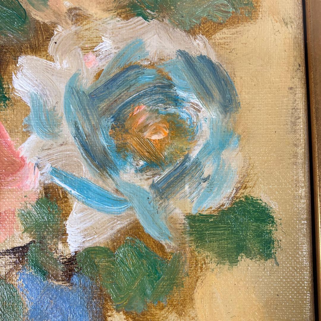 油彩　垣内カツアキ「バラの壷　F4」