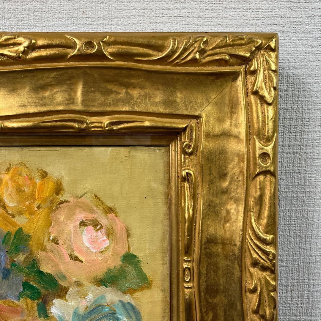 油彩　垣内カツアキ「バラの壷　F4」