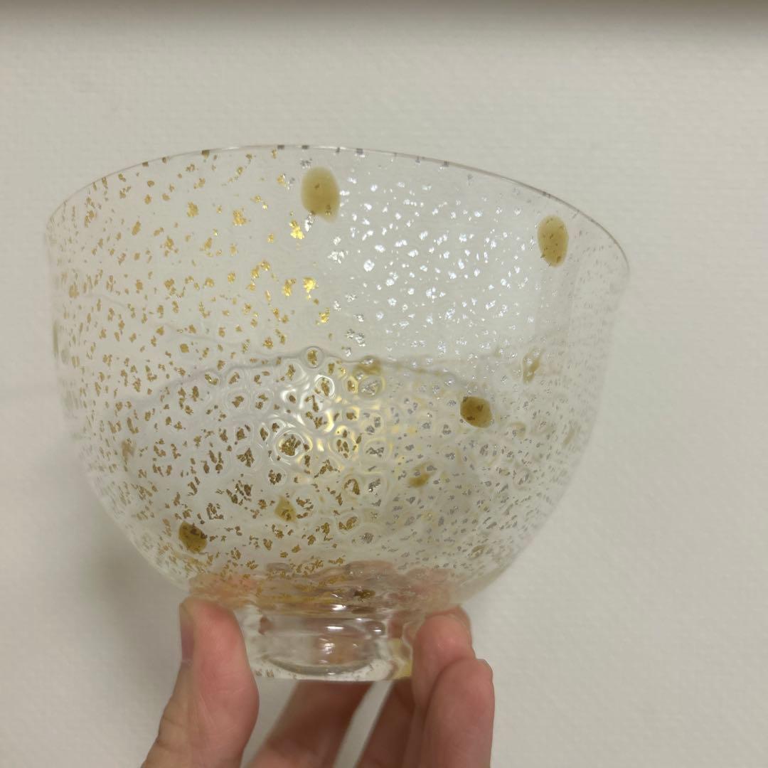 作家　ガラス作家　堀口幸子　金箔琥珀散 玻璃茶碗　茶道
