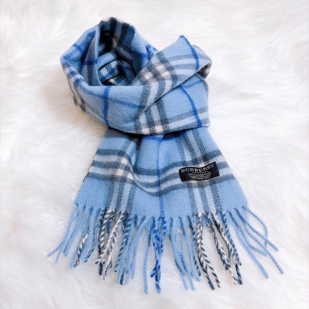 希少カラー　バーバリーロンドン　イギリス製　チェック柄　ウール　マフラー