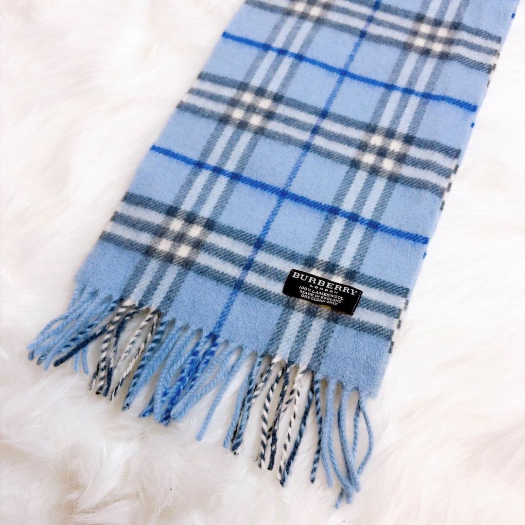希少カラー　バーバリーロンドン　イギリス製　チェック柄　ウール　マフラー