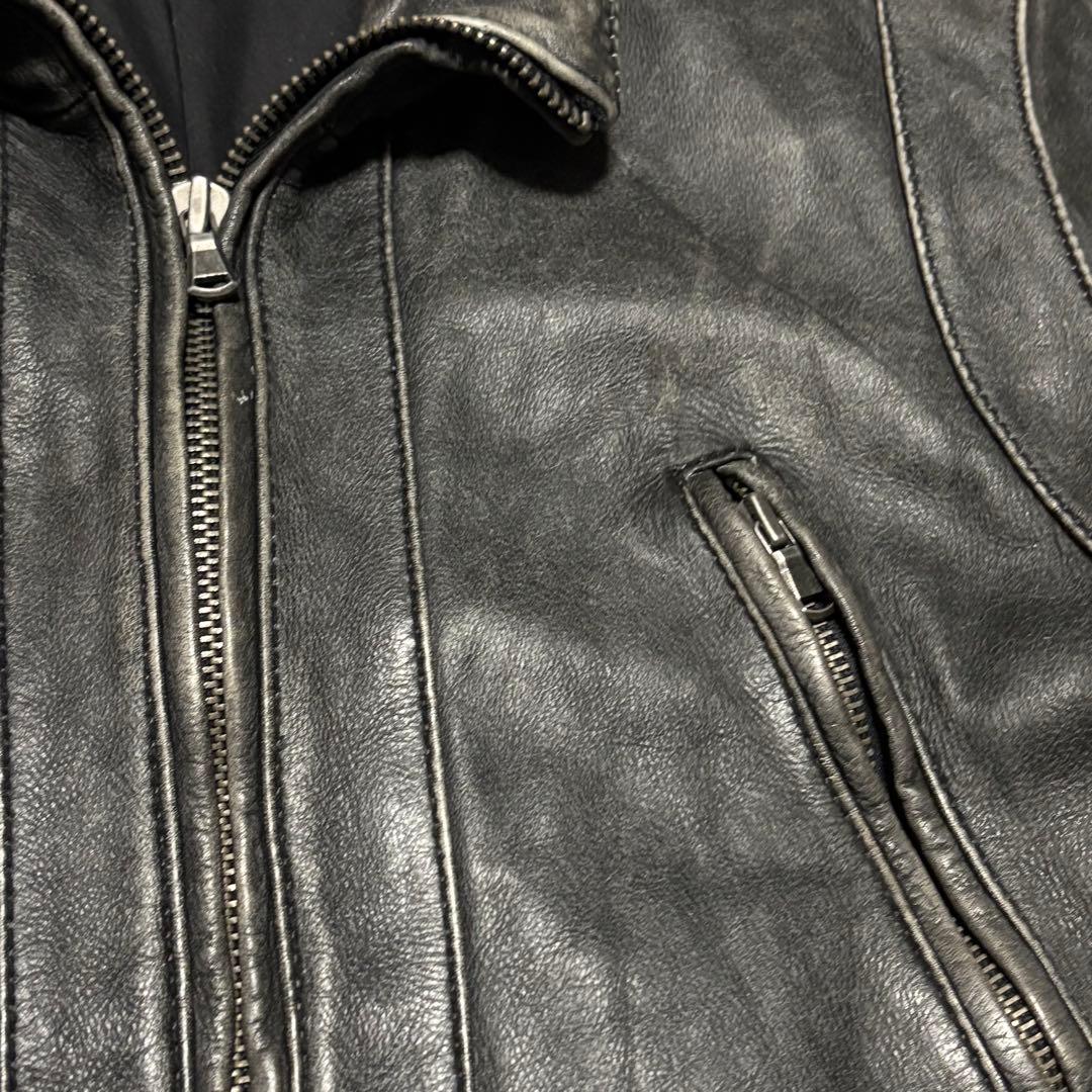 レトログレード　ライダース　レザー　ジャケット シングル　ダブルジップ　L 黒