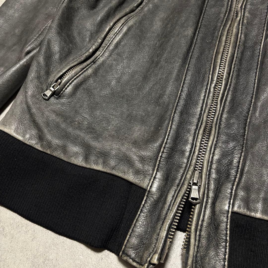 レトログレード　ライダース　レザー　ジャケット シングル　ダブルジップ　L 黒