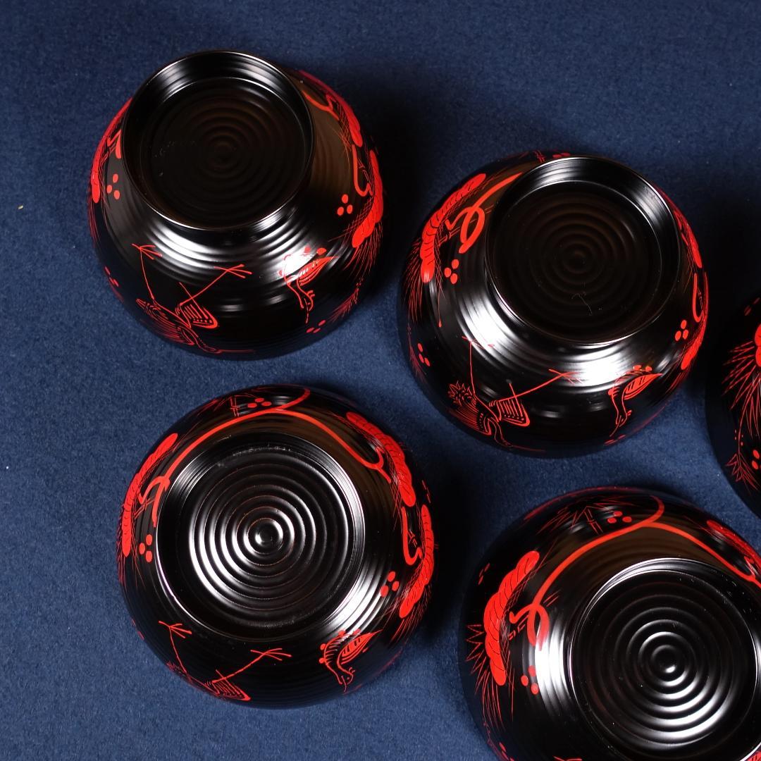 雅な逸品 天然木製 蓬莱山蒔絵 大振 煮物椀 雑煮椀 5客 共箱