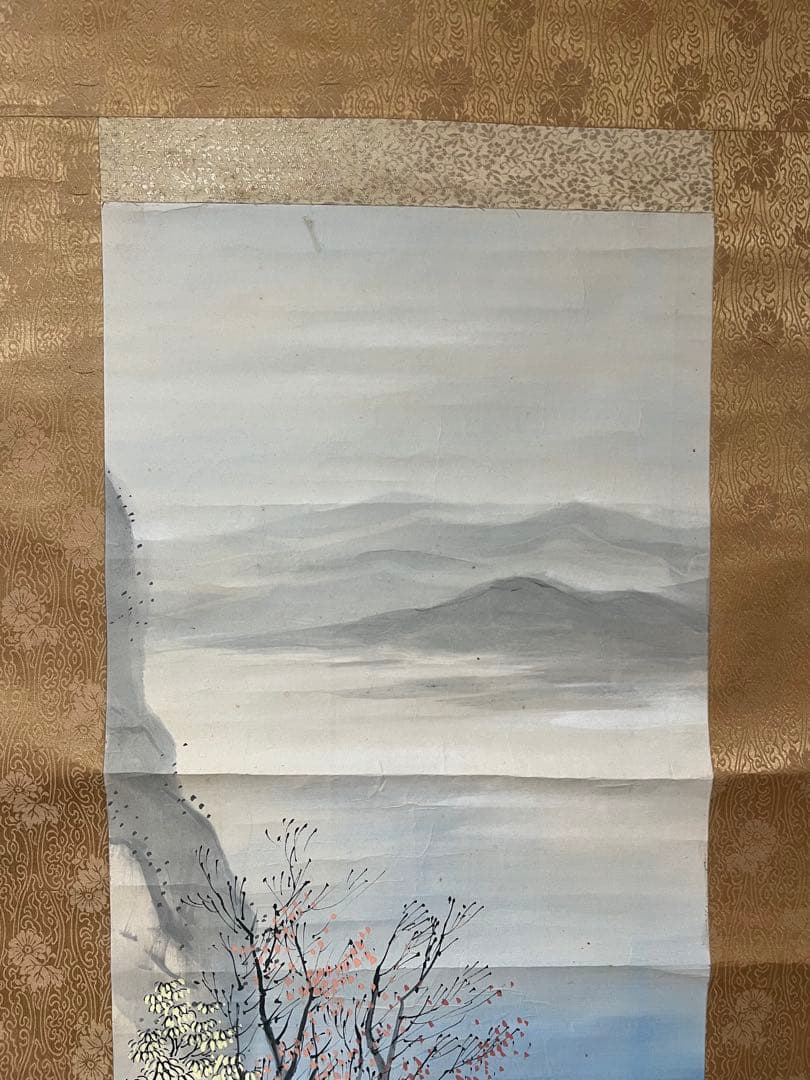 掛け軸　岡部光成（光邦）［山水図］紙本　肉筆　送料込み！