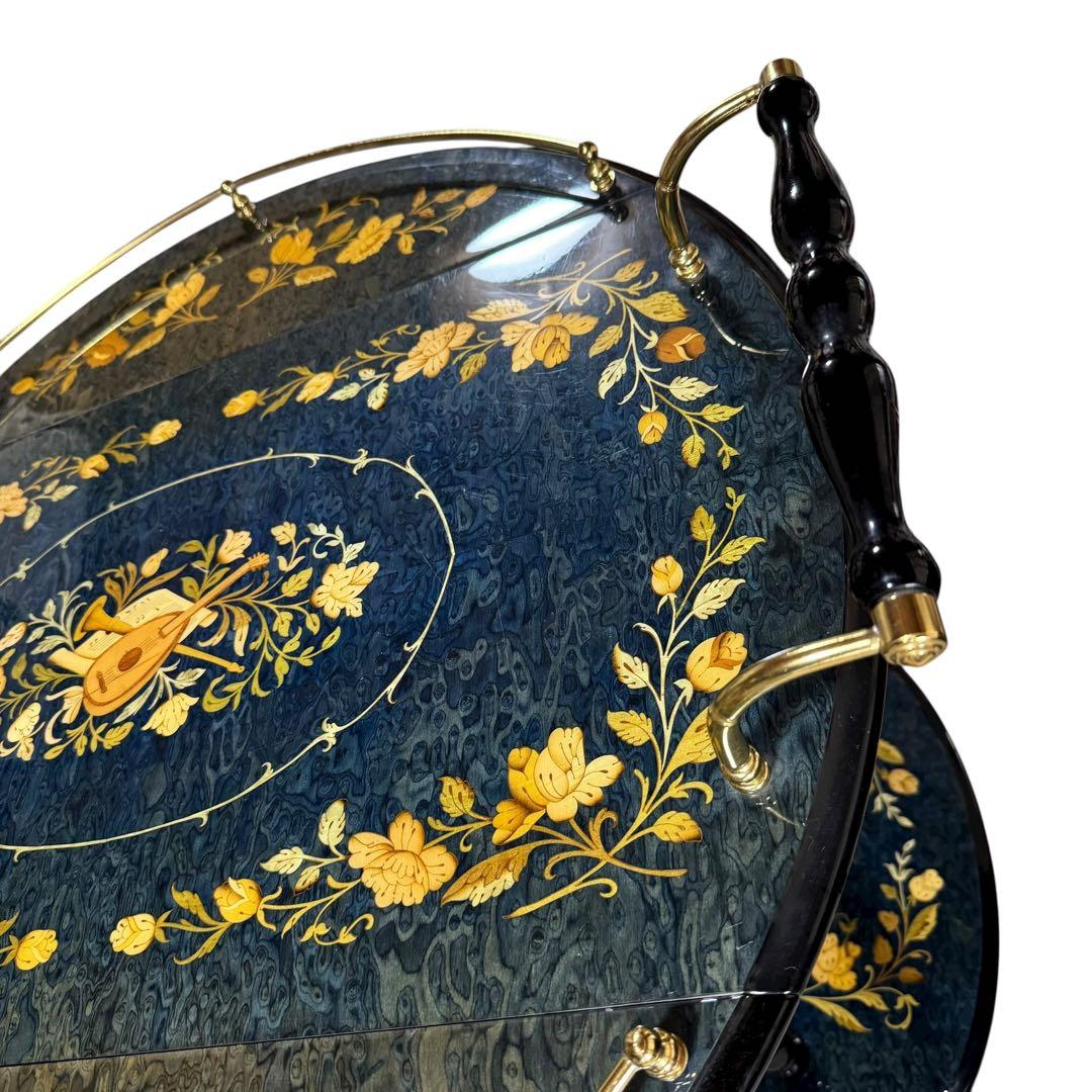 イタリア製 アンティーク 配膳ワゴン キッチンワゴン バタフライ式 ワインラック