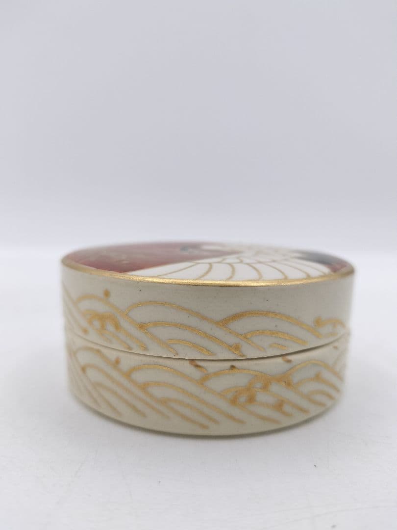 c378【新品・未使用】香合 日の出鶴 南口閑粋 木箱 茶道具