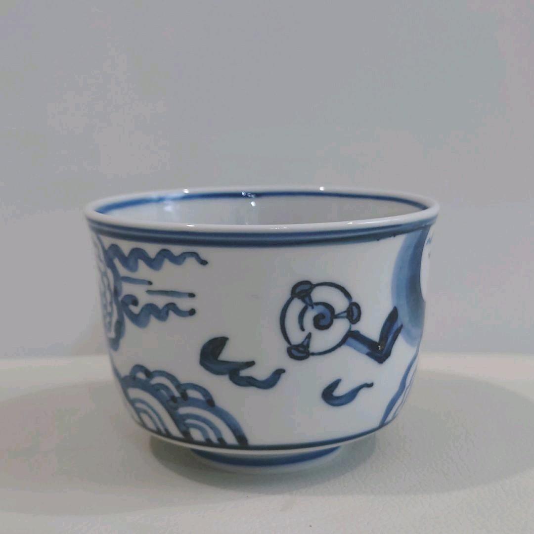 三代 西村徳泉造　染付　雲龍　茶碗　共箱