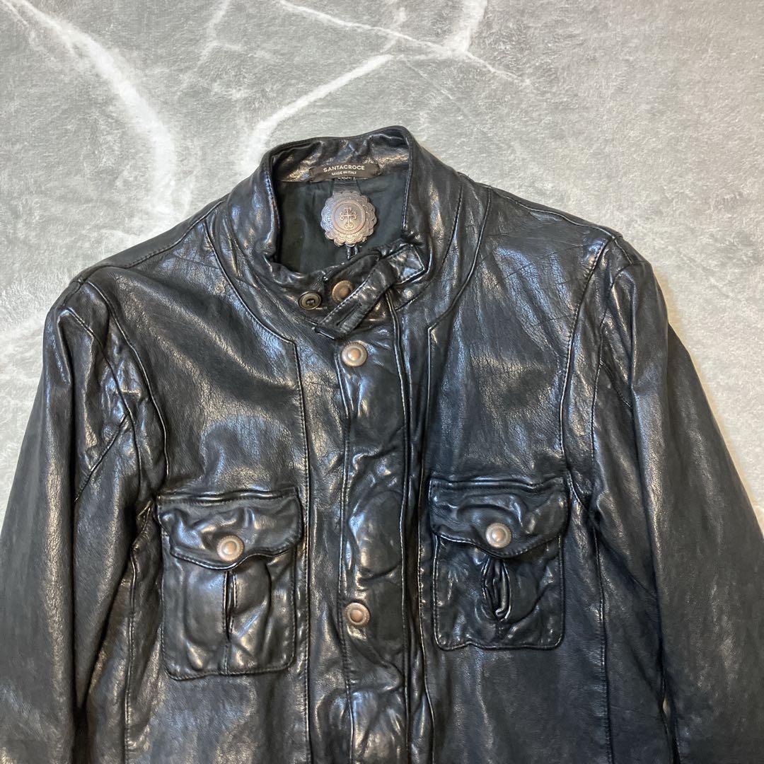【希少】SANTACROCE バッファローレザー レザージャケット Sサイズ
