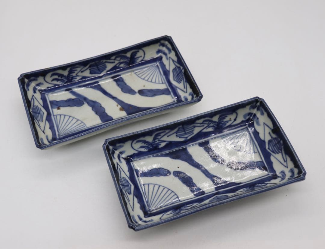 江戸　伊万里染付長皿2点　送料込み0325