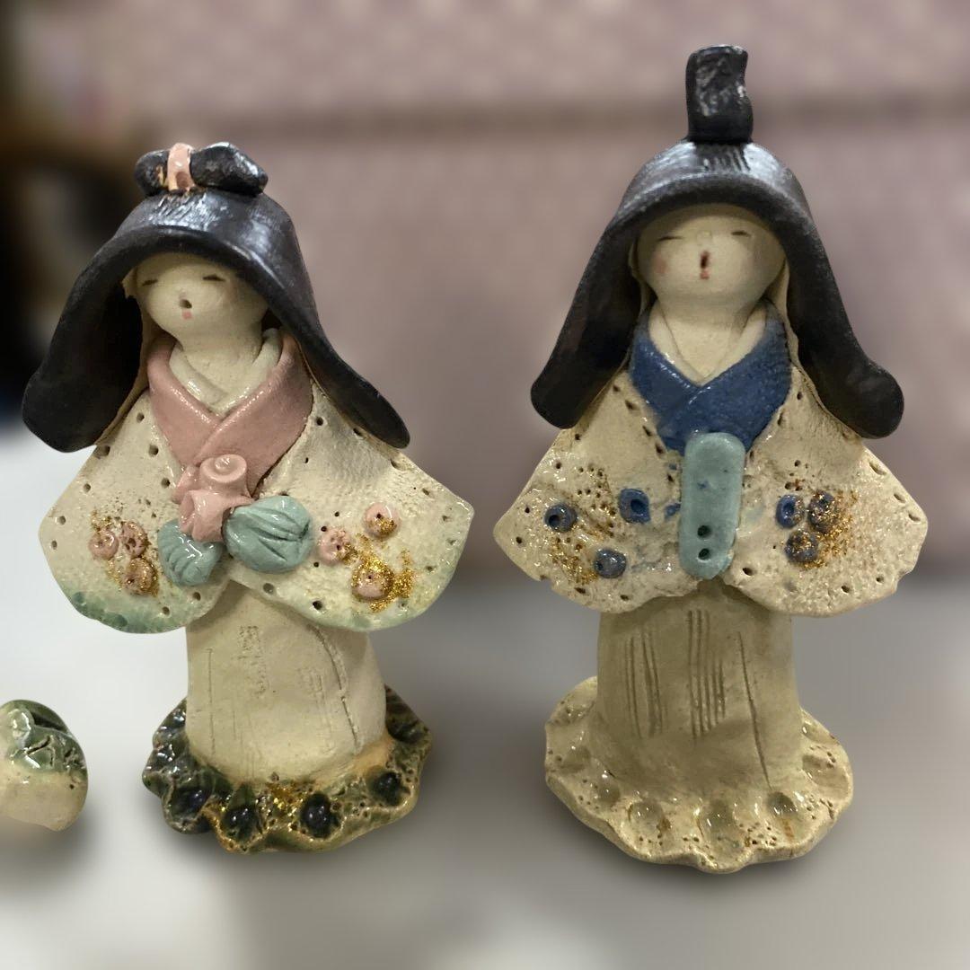 陶器　焼き物　水野雅子　作家作品　雛人形　雅子手稔り夫婦立體