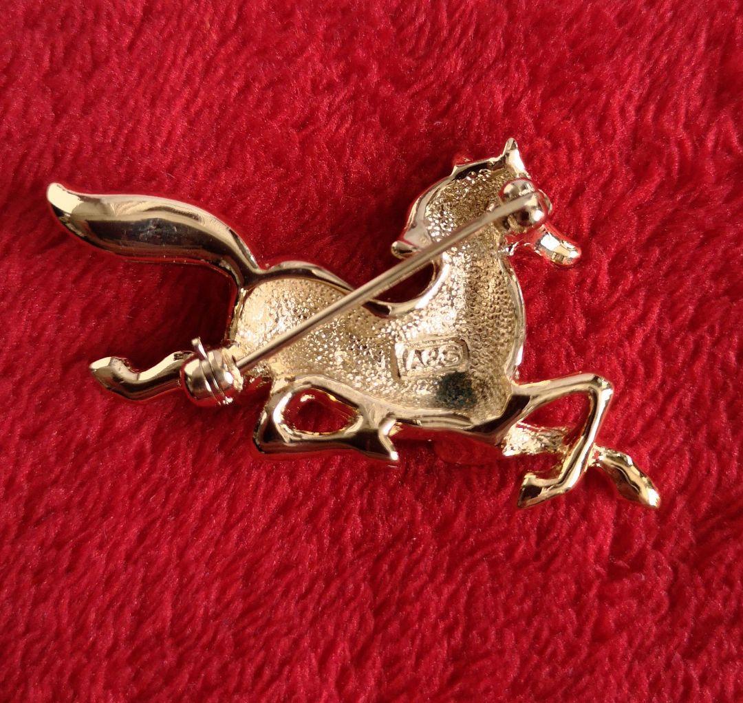 イギリス ビンテージ 希少 ブローチ A&S 美品 馬 モチーフ スワロフスキー