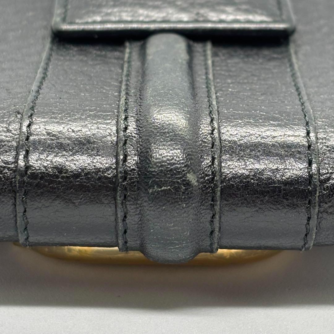 GUCCI 二つ折り財布 マーモント Wホック レザー 黒 男女兼用 正規品