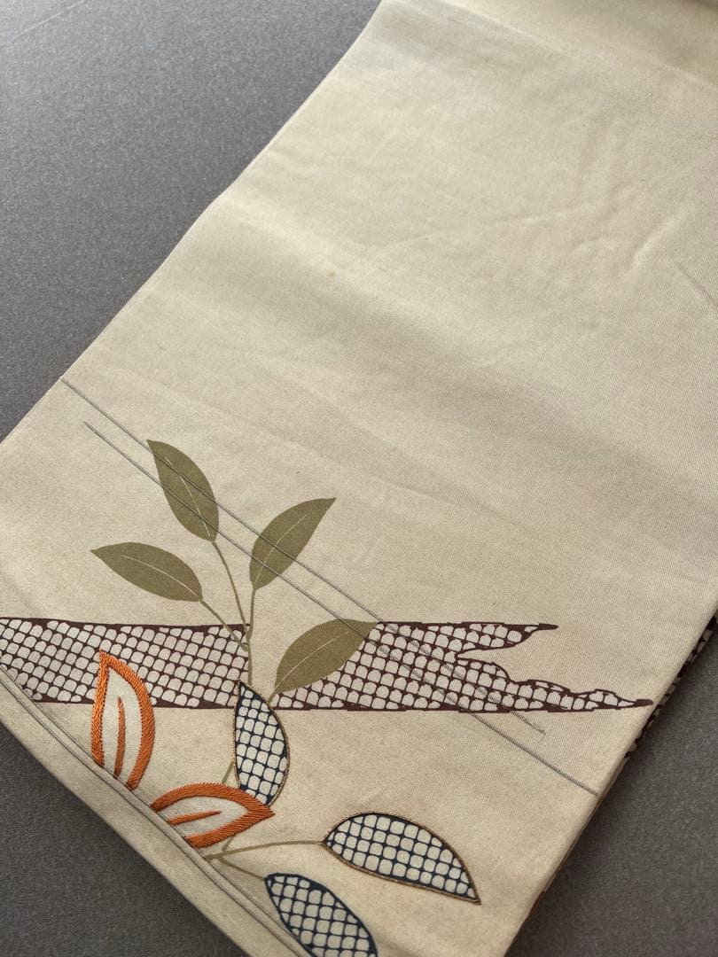 アンティーク帯　染め　南天　正絹