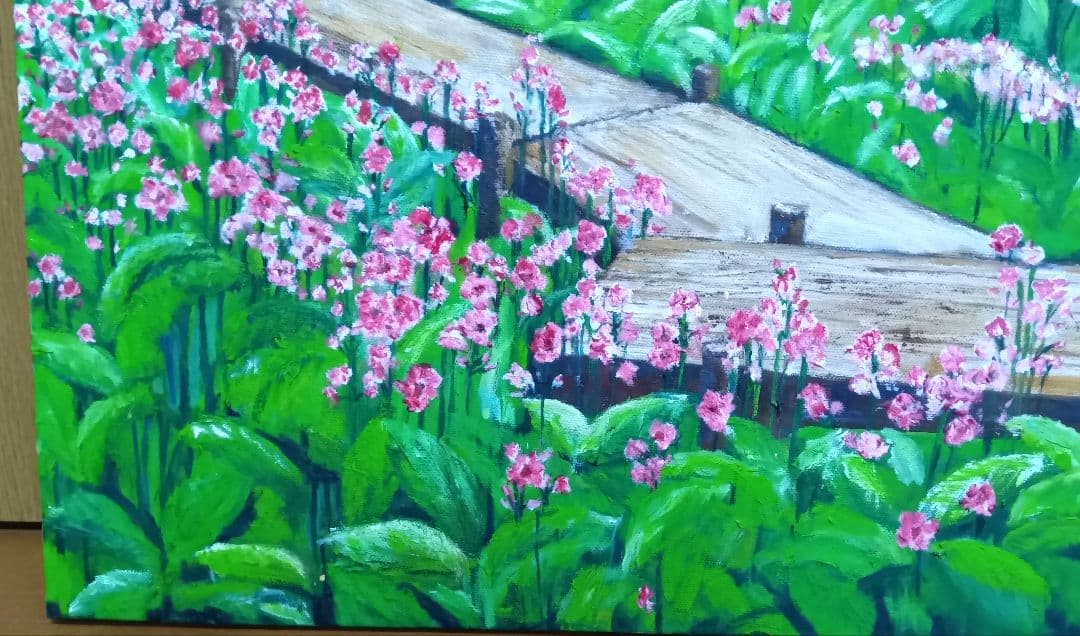 油絵 風景画 クリンソウ(九輪草) ５月【P10】