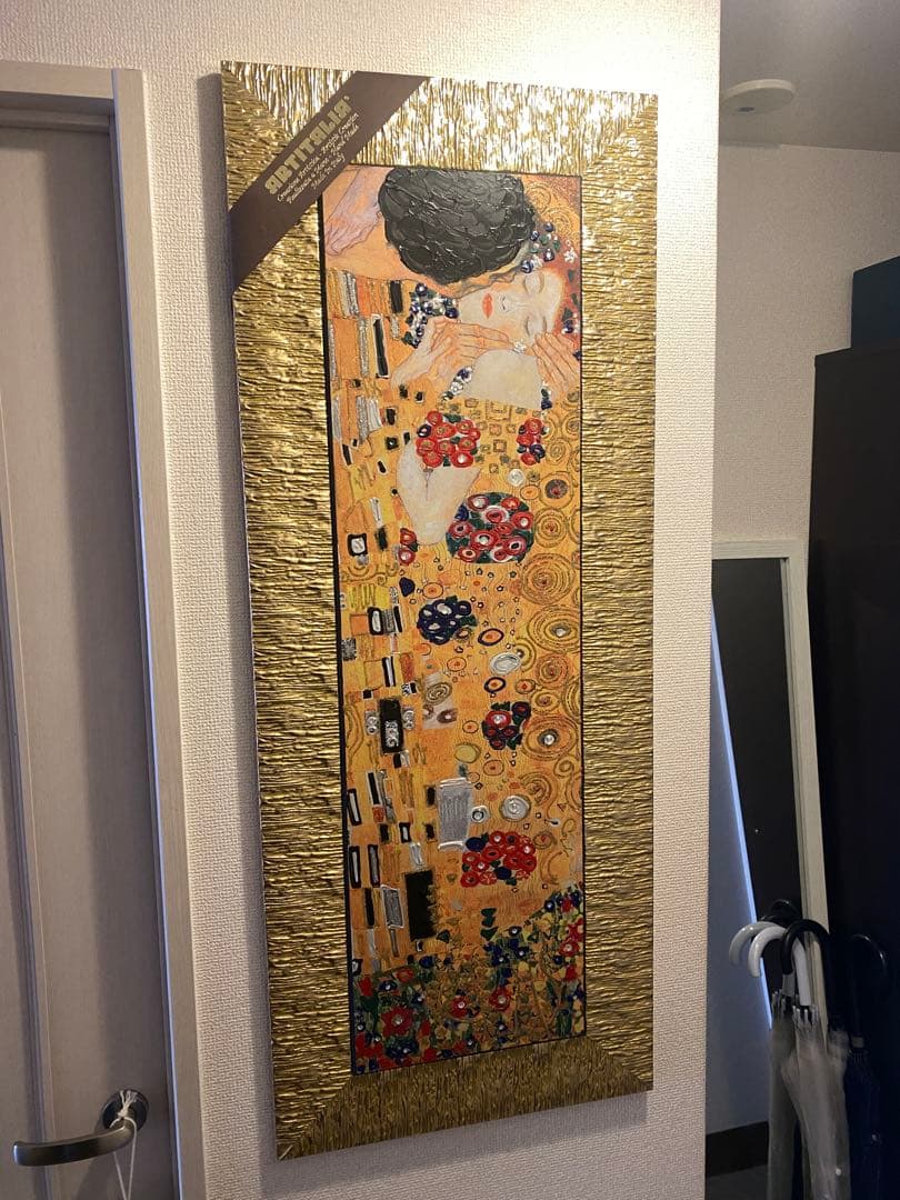 接吻 金色フレーム アート作品 約110cm