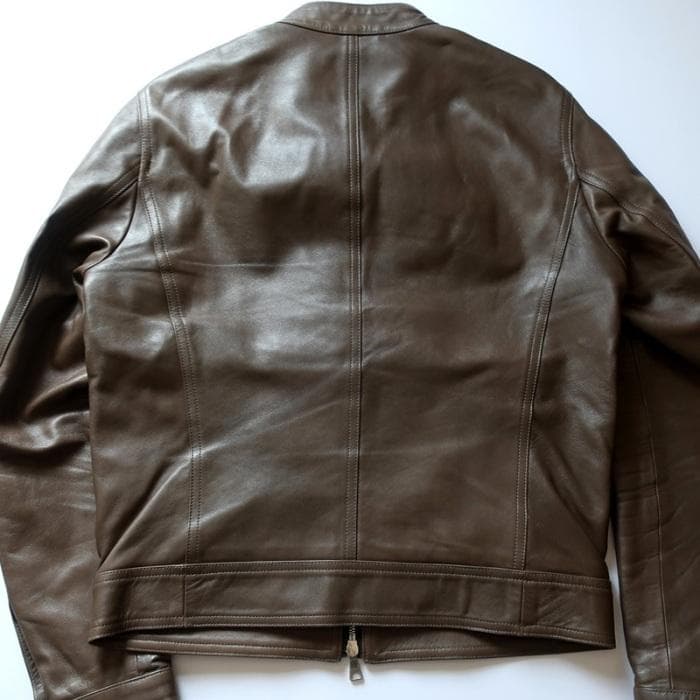 エンメティEMMETI JURIレザージャケット/茶 46（5516)djjjj