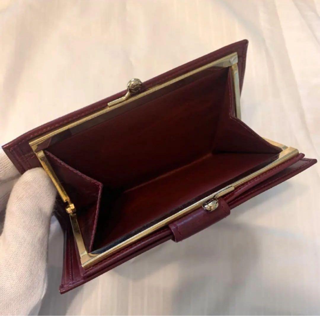 【希少】セリーヌ　ヴィンテージ　ロゴサークル　ゴールド金具　レザー　ボルドー