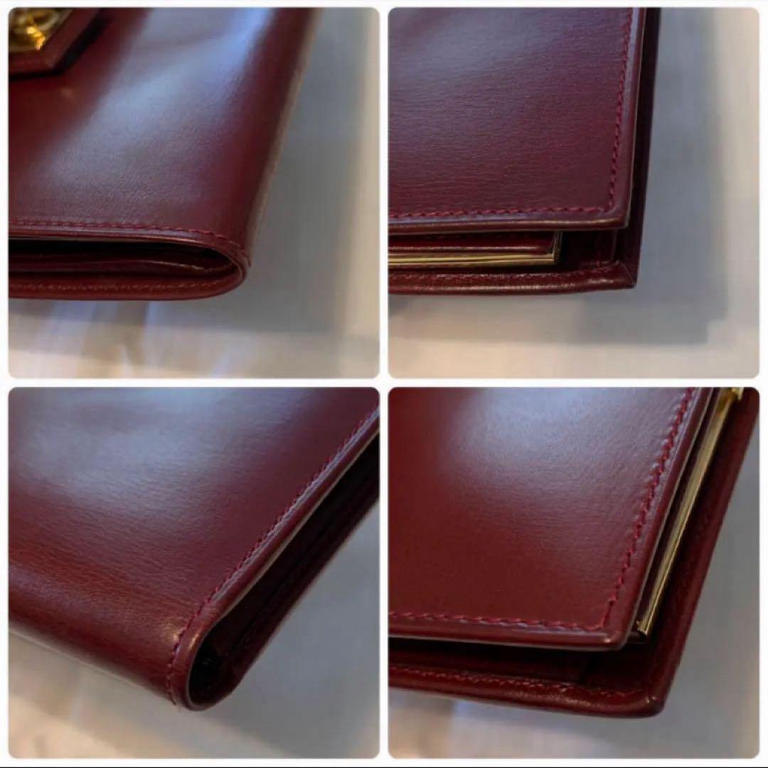 【希少】セリーヌ　ヴィンテージ　ロゴサークル　ゴールド金具　レザー　ボルドー