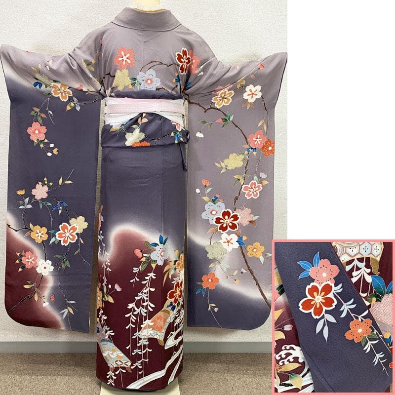 506z31☆振袖 古典柄 型染め 金駒刺繍金彩 宝尽くし☆美品 成人式 結婚式