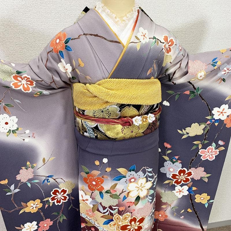 506z31☆振袖 古典柄 型染め 金駒刺繍金彩 宝尽くし☆美品 成人式 結婚式
