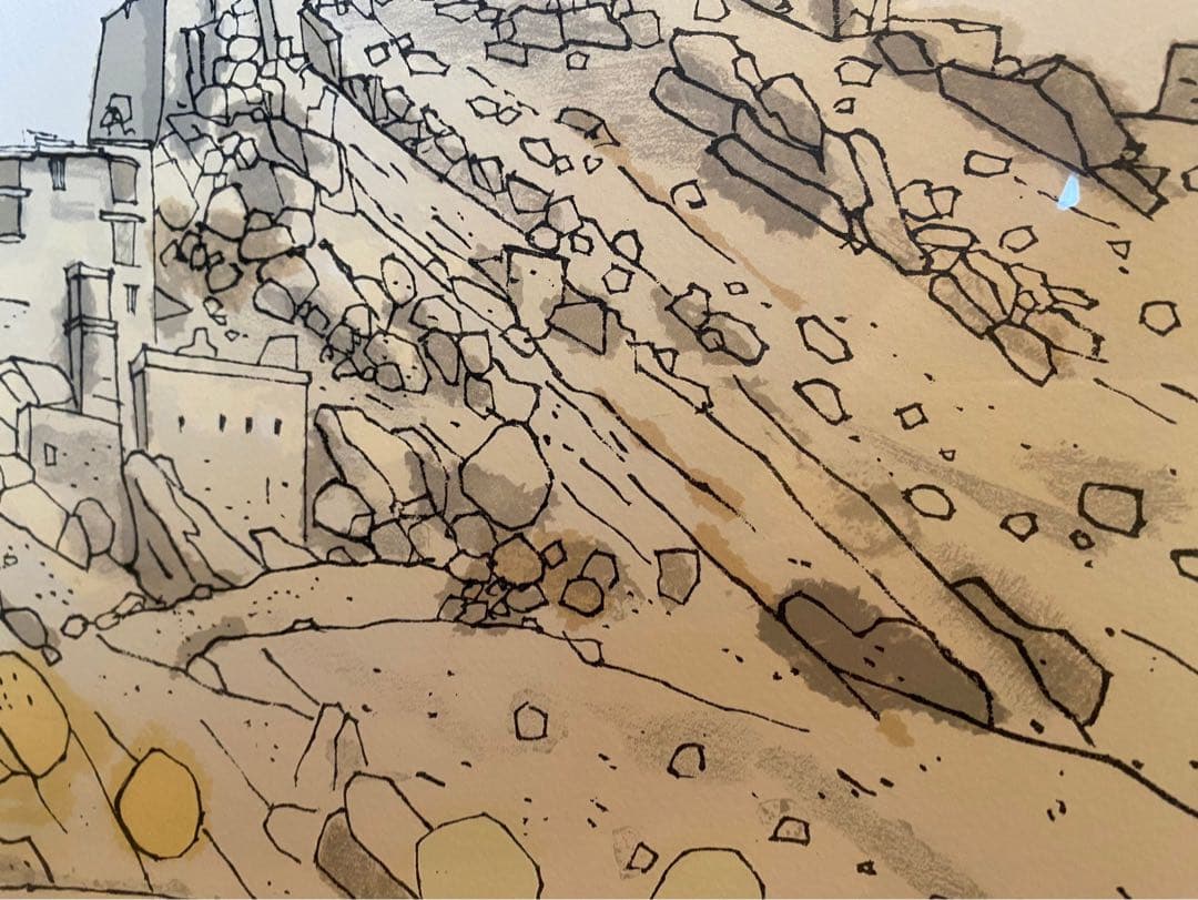 平山郁夫 シエ村のパレス•ゴンパ ラダック インド リトグラフ 額縁