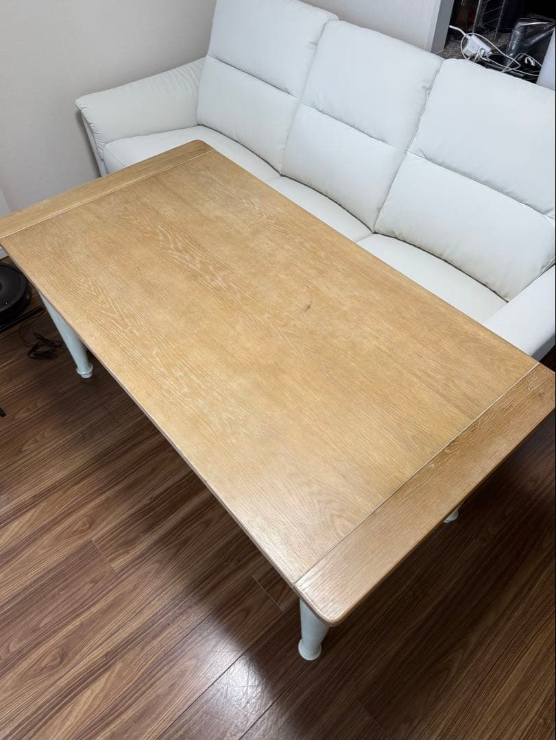 ナチュラルウッド×白脚 北欧風ダイニングテーブル（150×80×71cm）