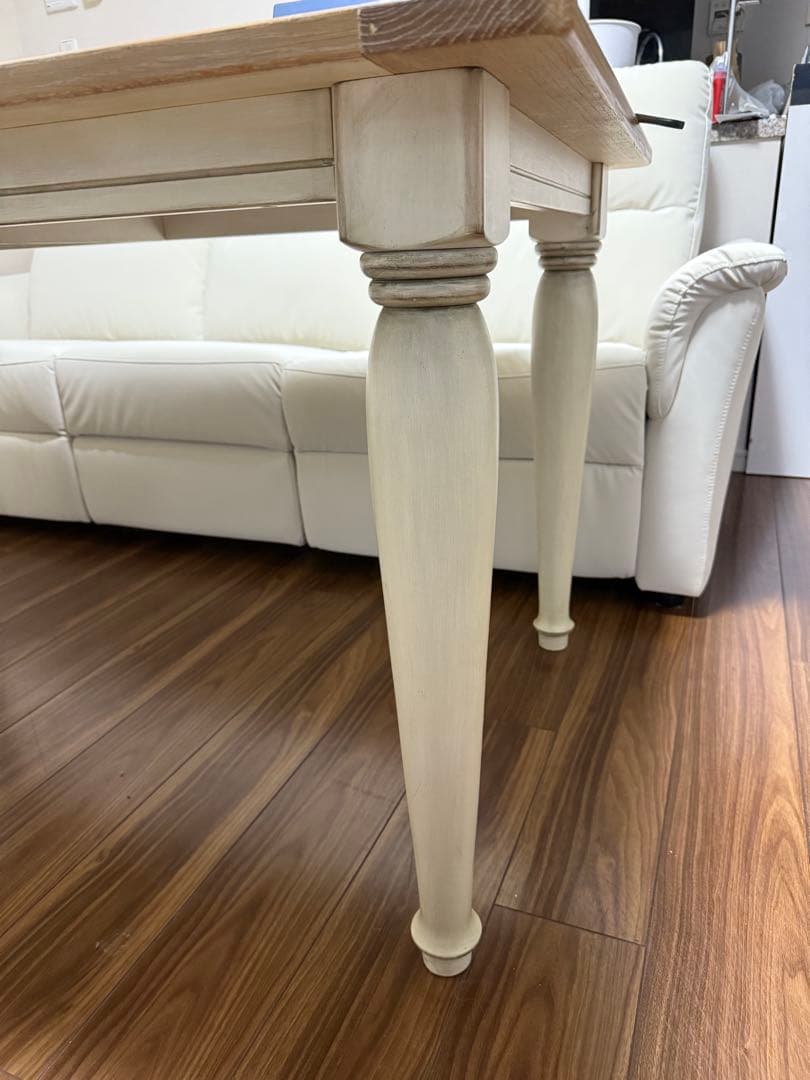 ナチュラルウッド×白脚 北欧風ダイニングテーブル（150×80×71cm）