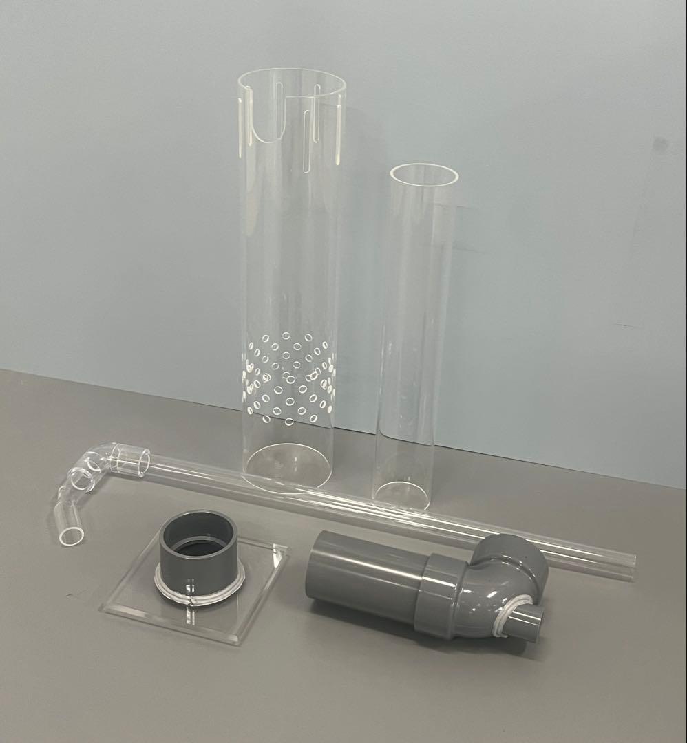 ガラス水槽オーバーフロー加工用 台座＋アクリル三重管配管セット　H360用