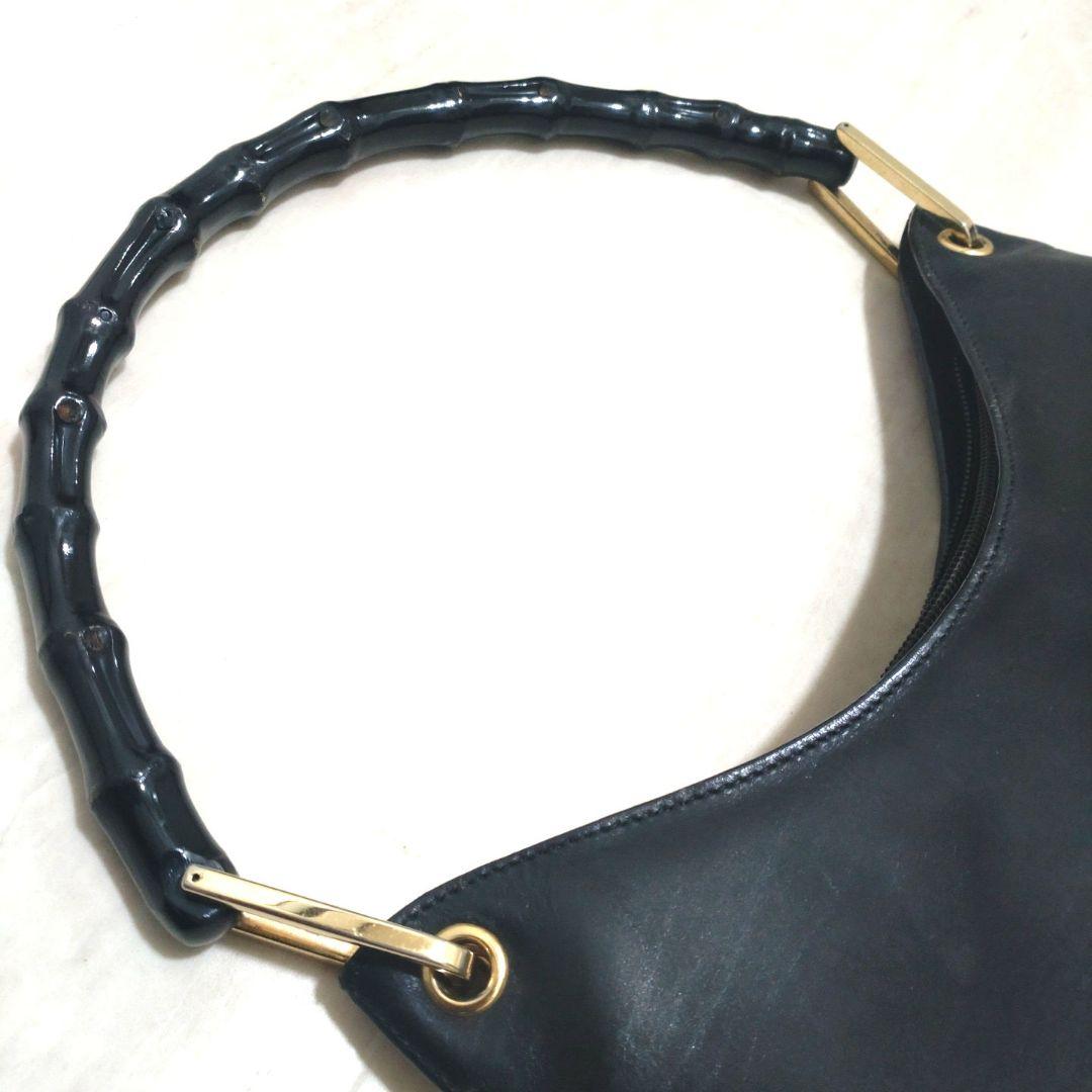 訳あり GUCCI グッチ バンブー ショルダーバッグ ハンドバッグ 黒