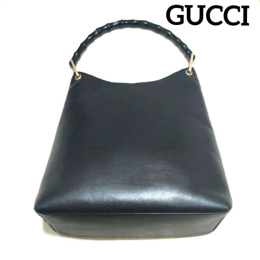 訳あり GUCCI グッチ バンブー ショルダーバッグ ハンドバッグ 黒