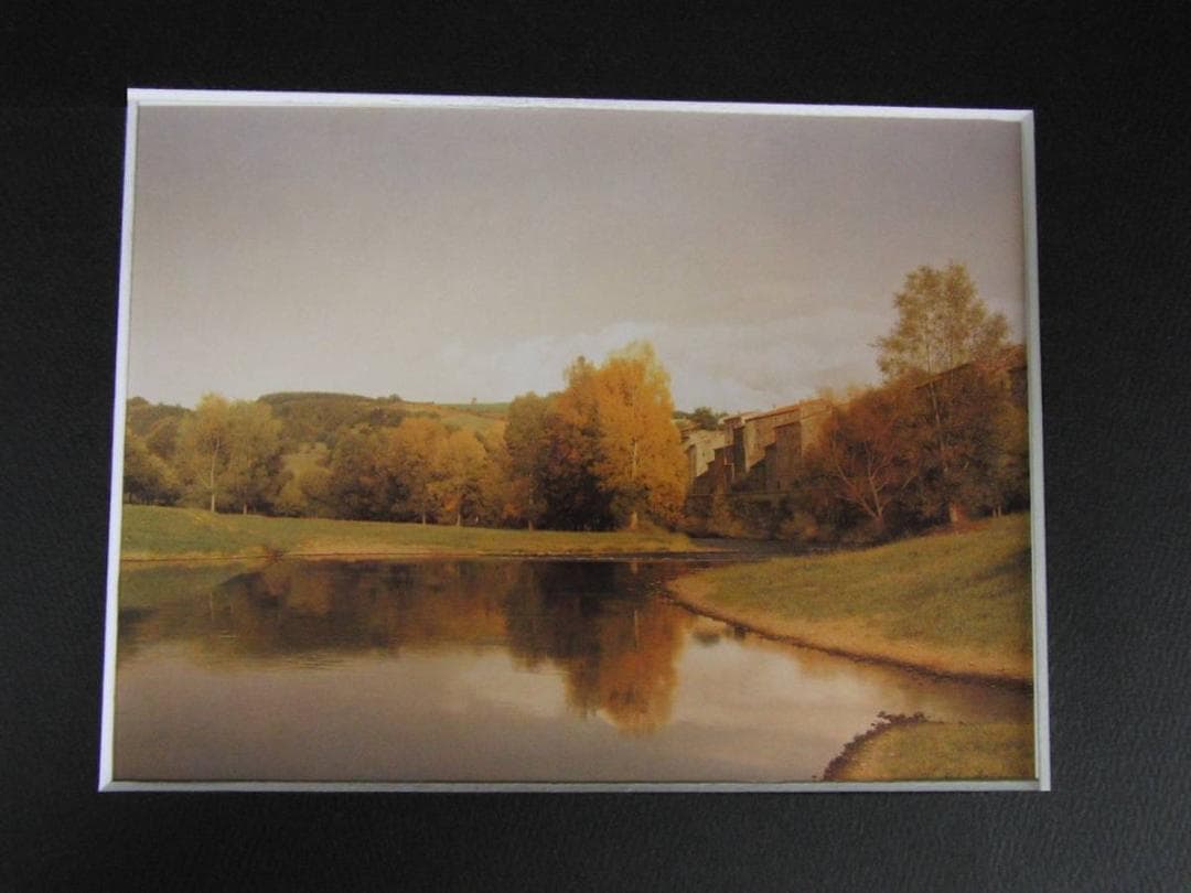 森本草介、【川辺の風景】、希少な額装用画集より、新品額装付