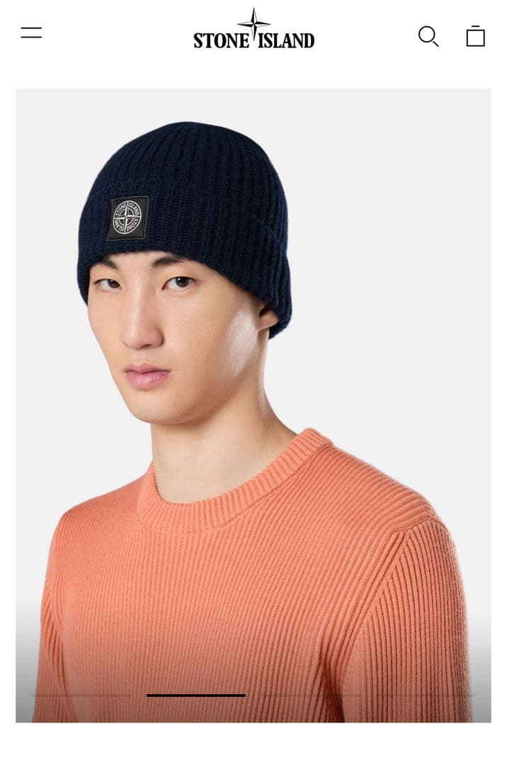 男女兼用◇STONE  ウール ロゴ ビーニー ニット帽 紺