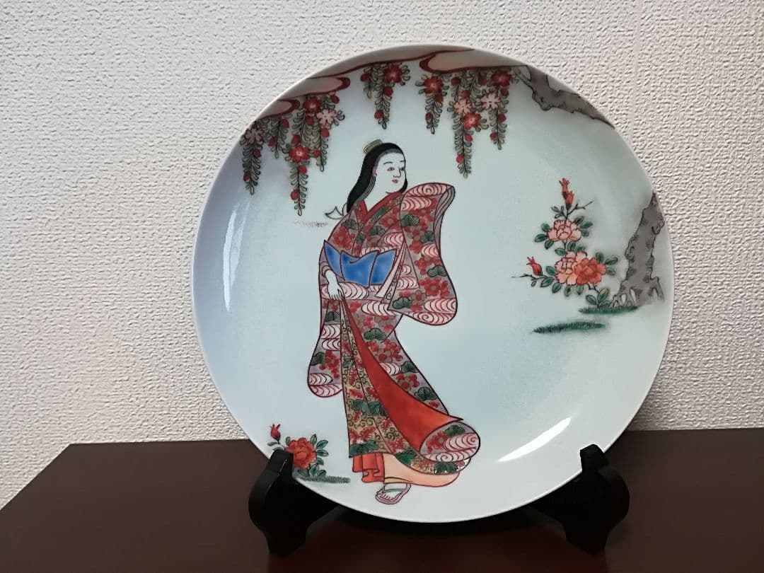 ⭐江戸時代 鍋島藩 御窯絵師 今泉今右衛門の優品 染付色絵磁器 美人図皿 骨董品