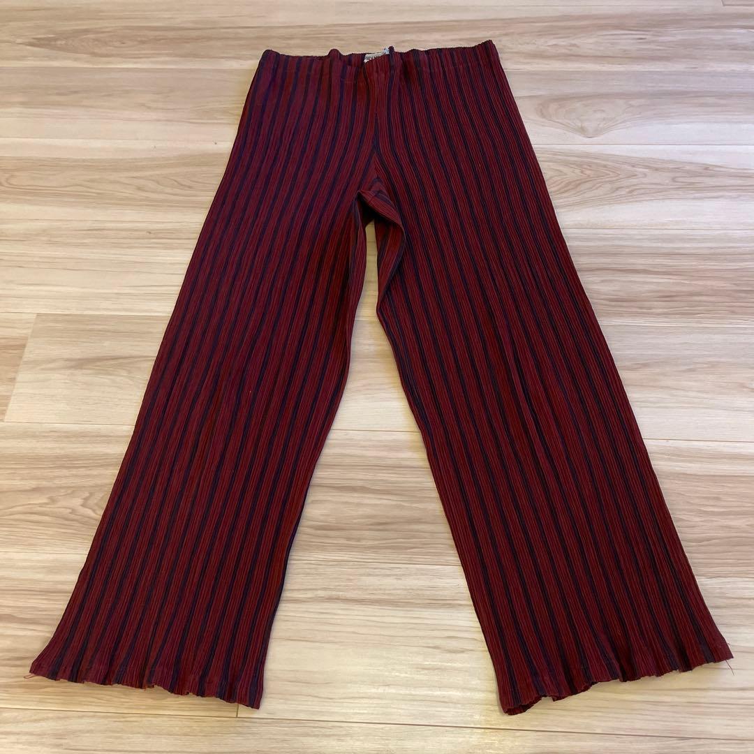 イッセイミヤケ プリーツ ストライプ パンツ