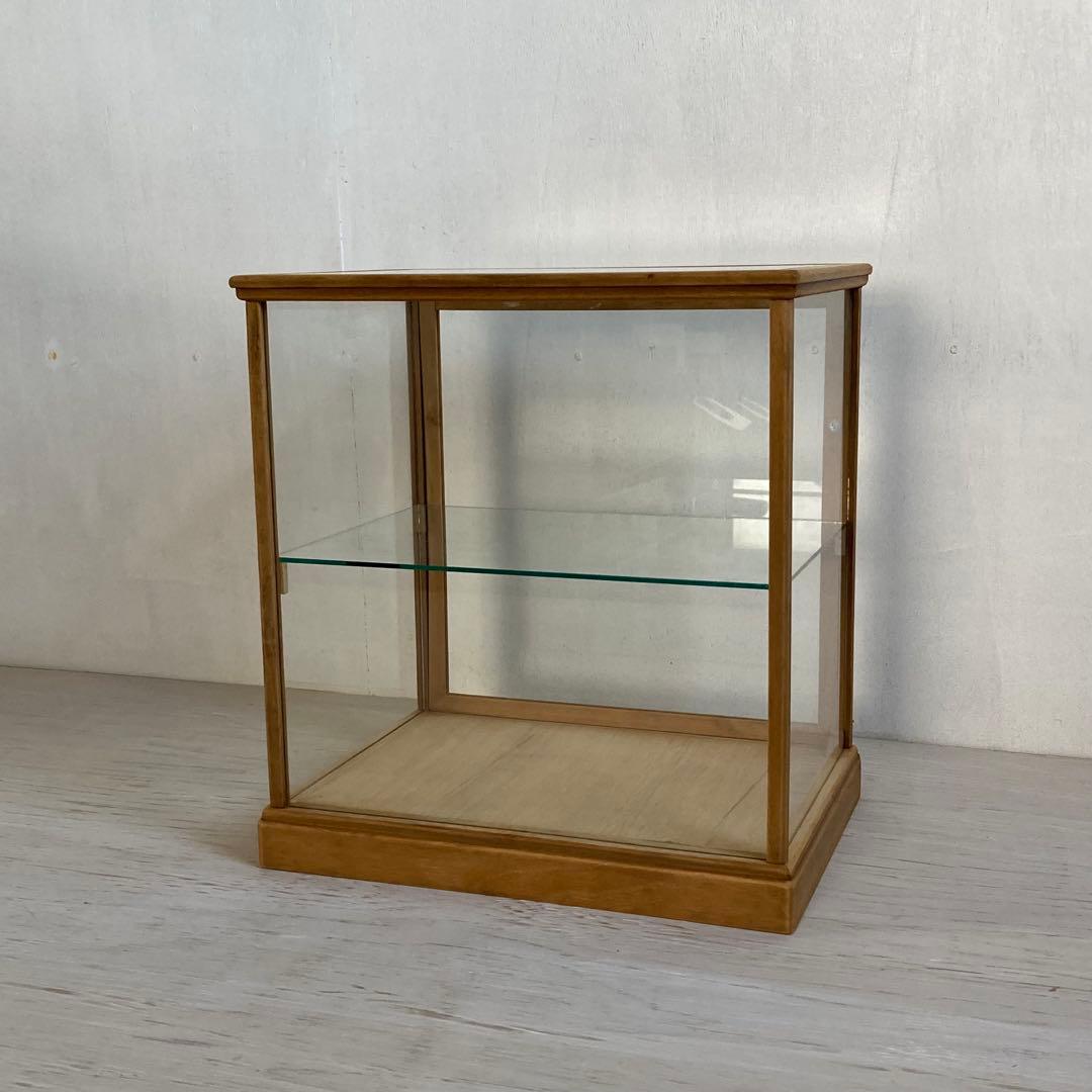 g311 古い木製 ガラスケース 2段 卓上 ショーケース 展示ケース 店舗什器