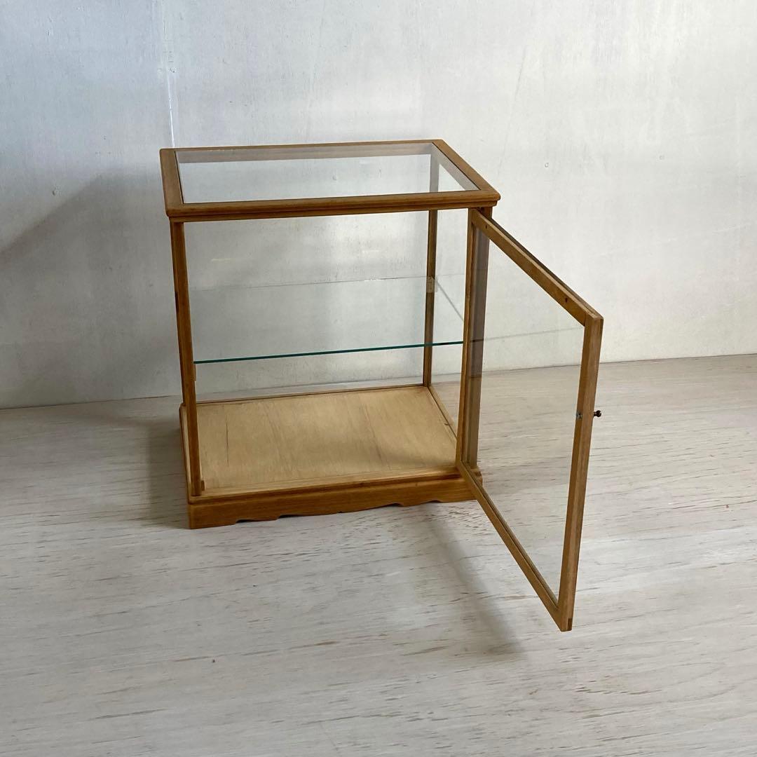 g311 古い木製 ガラスケース 2段 卓上 ショーケース 展示ケース 店舗什器