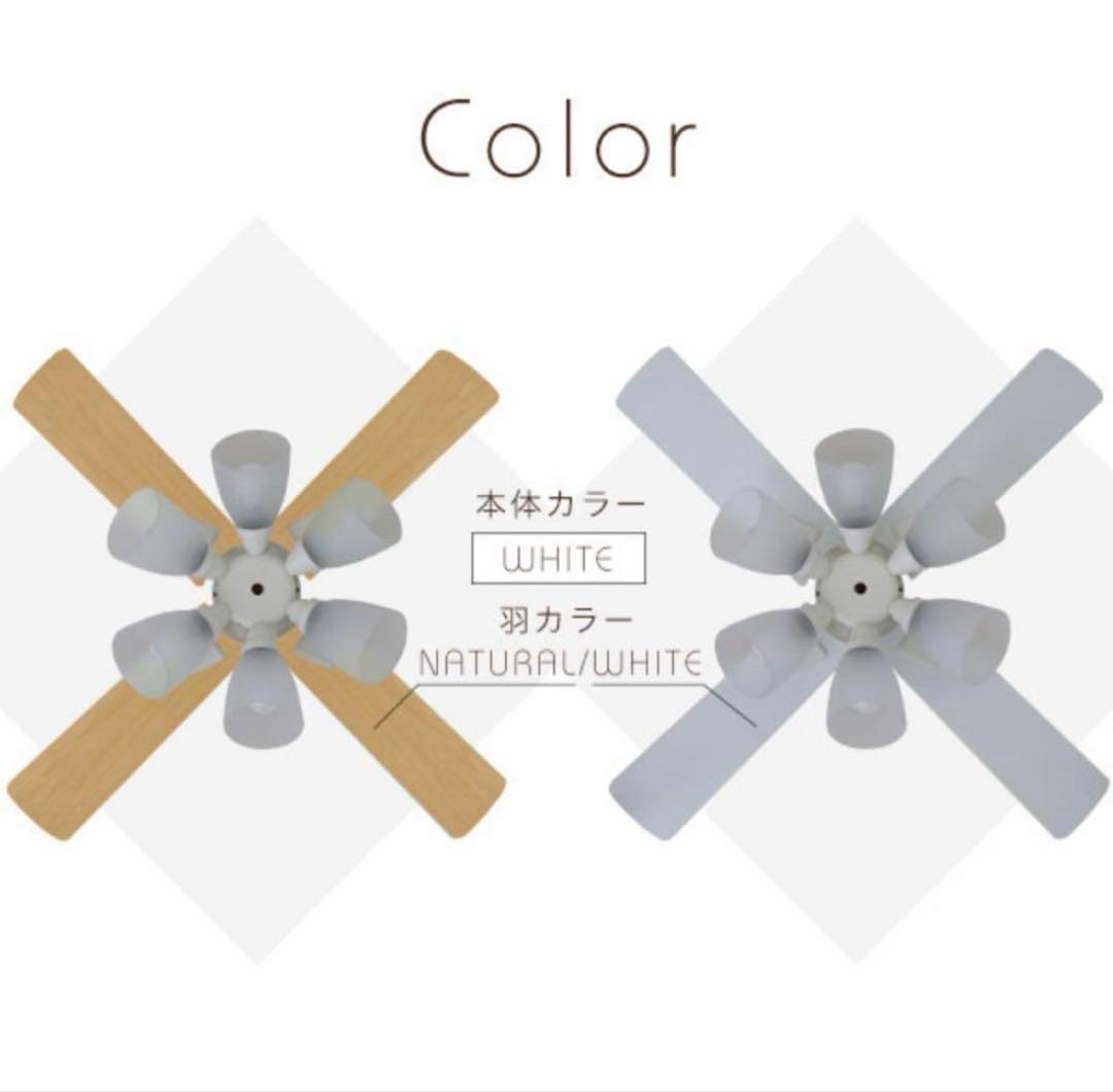 【栗ちゃん】シーリングファンライト 6灯 ホワイト・ナチュラル
