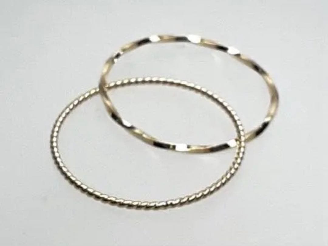 k18刻印有りゴールドバングルリングセット 2個