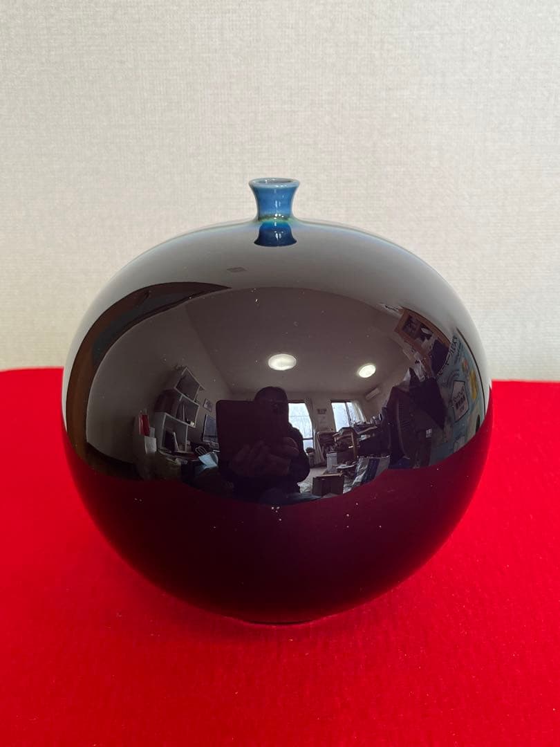 【希少】人間国宝 三代 徳田八十吉 (正彦銘)深厚耀彩 線文 壺 T253