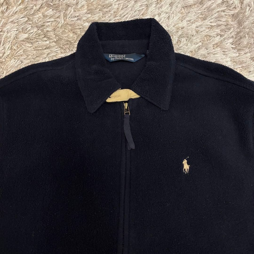 80~90s ラルフローレン 三角タグ フリース スイングトップ ネイビー L