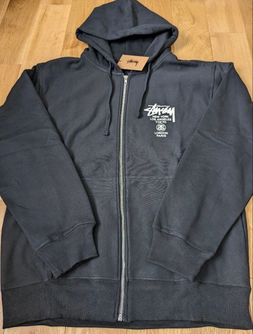 【海外正規品】　STUSSY　ジップパーカー M　ブラック