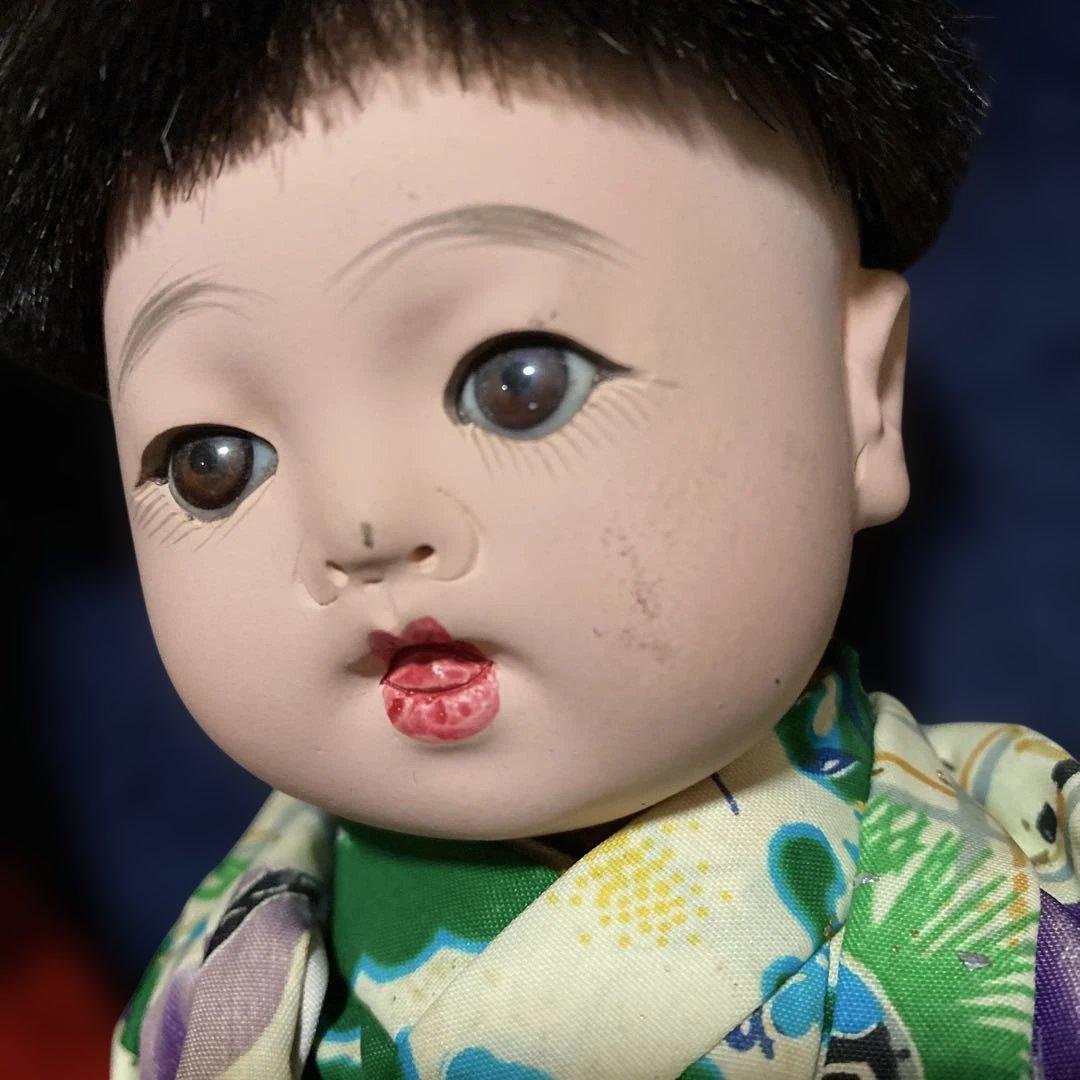 市松人形　幼人形　お座り人形　ペア　２体　昭和初期　２５ｃｍ